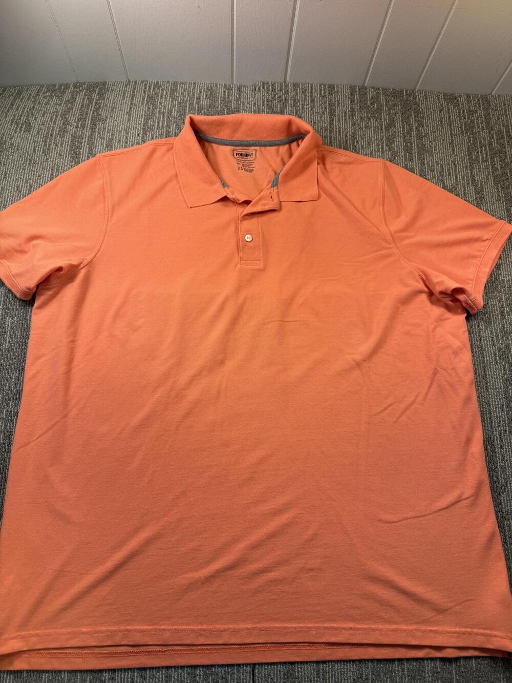 The Foundry Supply Co. Polo Shirt Mens Big 3X Orange Jersey Knit Casual